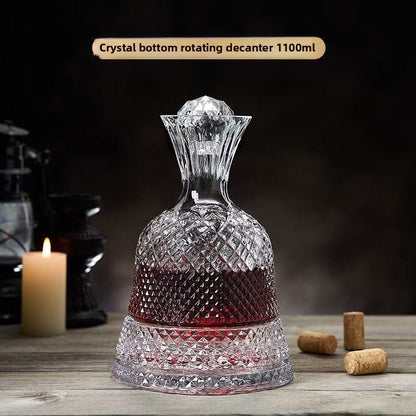Rotating Crystal Wine Decanter - 1000ml+ Gyroscopic Wine Aerator with Luxury Base