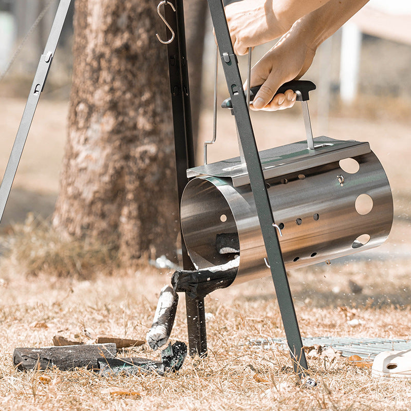Stainless Steel Fire Bucket - Portable BBQ Charcoal Starter & Camping Fire Barrel
