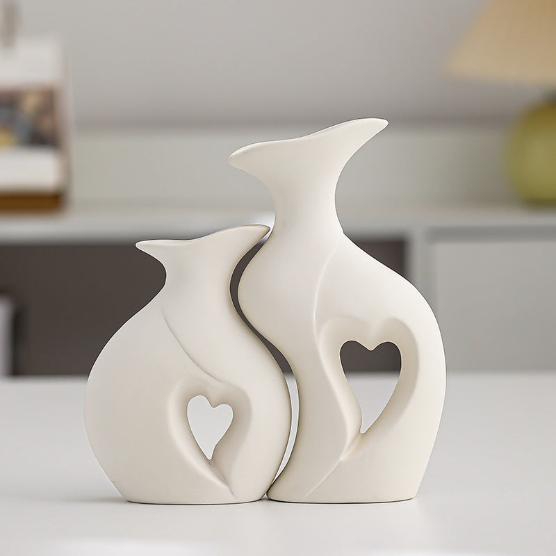 Ceramic Double Vase Set–Modern Nordic Decorative Flower Vases for Living Room & Table Décor