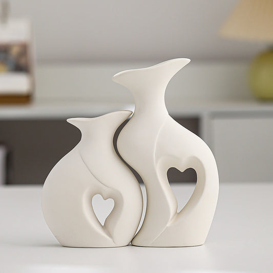Ceramic Double Vase Set–Modern Nordic Decorative Flower Vases for Living Room & Table Décor