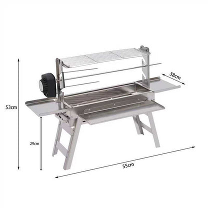 Foldable Stainless Steel Charcoal BBQ Grill - Portable Camping Barbecue with Carry Bag
