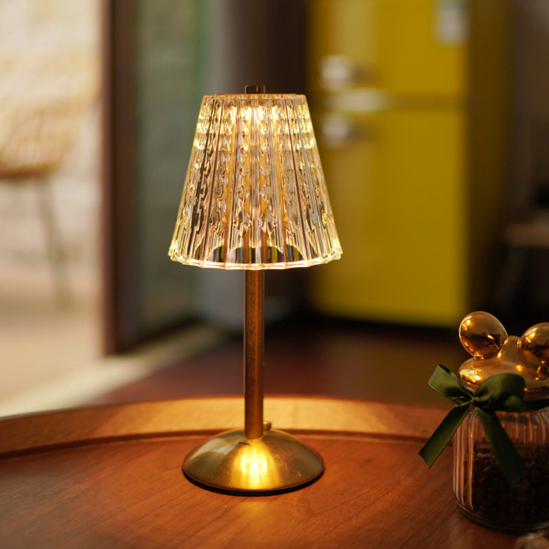 Rechargeable Crystal LED Table Lamp - Touch Control Cordless Bedside Night Light