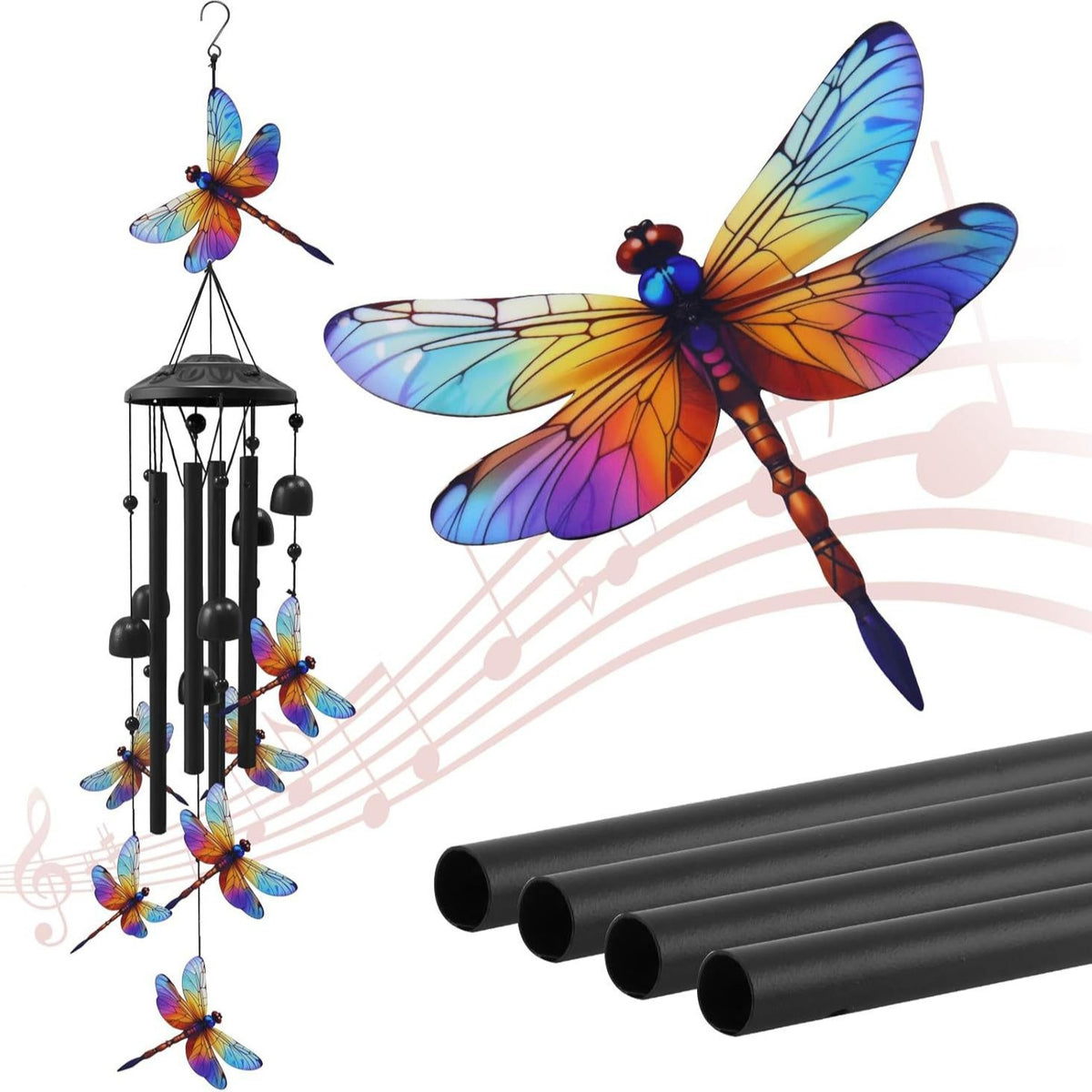 Colourful Metal Wind Chimes - Handmade Animal Garden Hanging Decoration