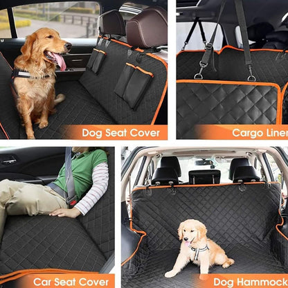 Waterproof Dog Car Seat Cover–Heavy-Duty Rear Seat Protector With Storage Pockets