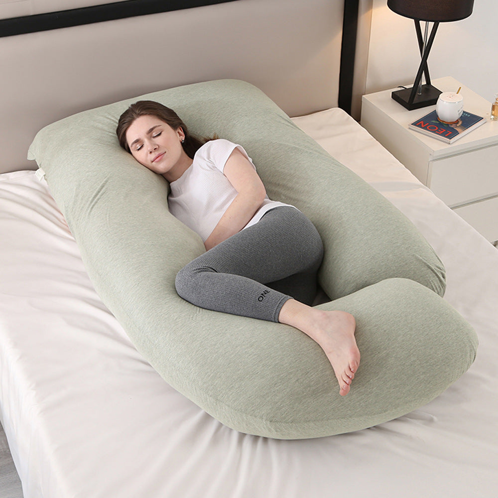 Cooling J-Shaped Pregnancy Pillow–Full Body Maternity Support Pillow With Detachable Arm Cushion