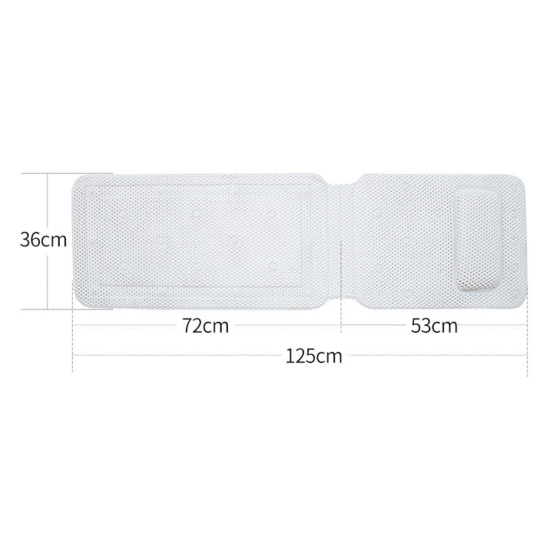 Non-Slip Bathtub Mat with Pillow-Waterproof PVC Bath Mat 35x125cm-Suction Cup Spa Bath Cushion for Tub Safety & Comfort