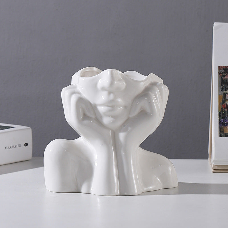 Nordic Human Body Ceramic Vase–Modern Artistic Flower Vase for Living Room & Home Décor