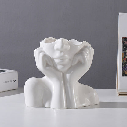 Nordic Human Body Ceramic Vase–Modern Artistic Flower Vase for Living Room & Home Décor