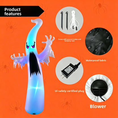 3.6M LED Inflatable Halloween Ghost – Giant Outdoor Yard Decoration