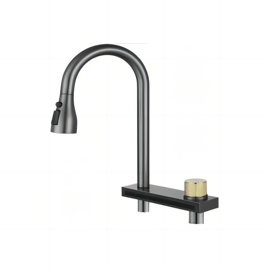 Pull-Out Waterfall Kitchen Mixer Tap–Modern Stainless Steel Sink Faucet
