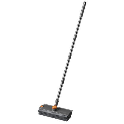 Heavy Duty Floor Scrub Brush–Bathroom Crevice Cleaning Brush With Built-In Scraper
