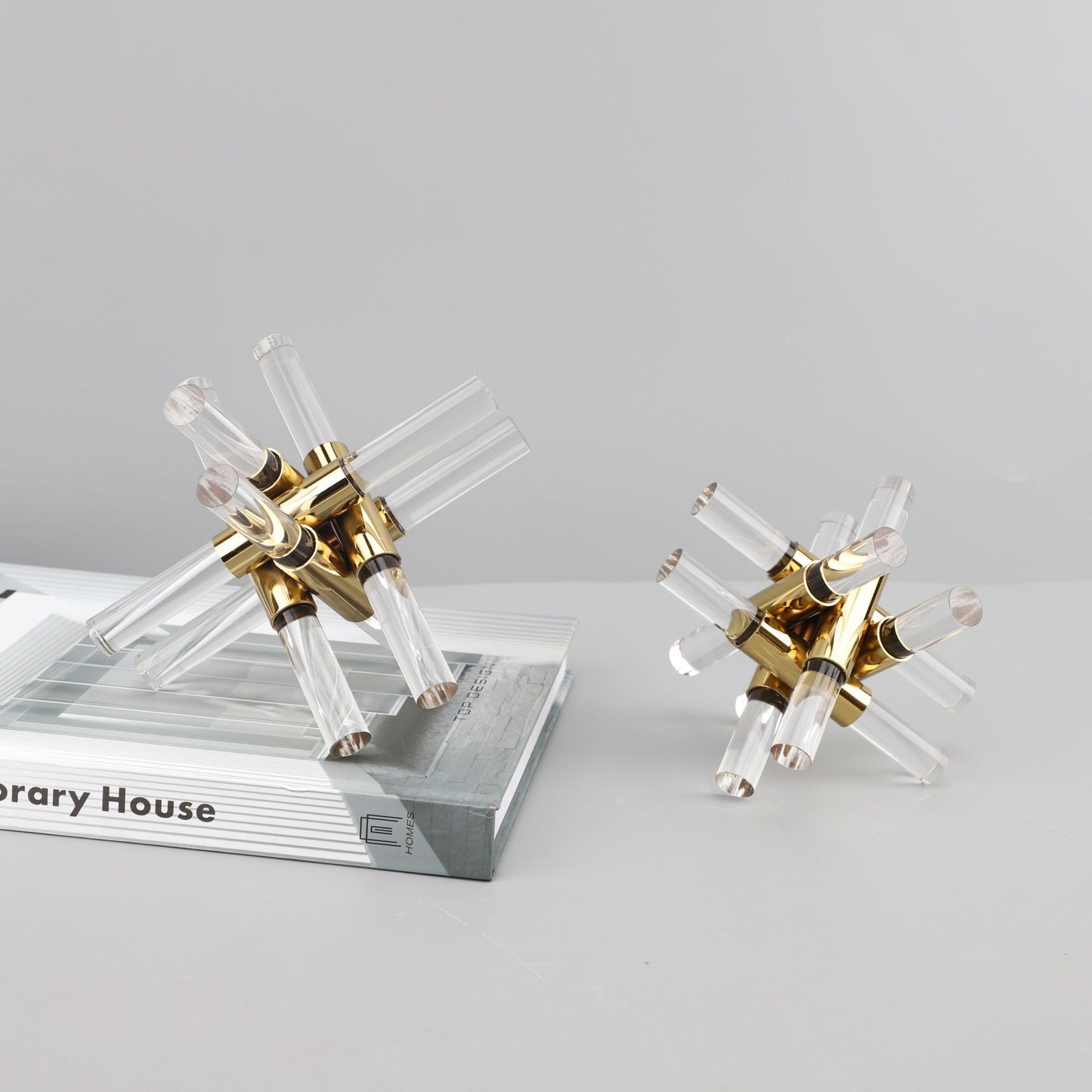 Modern Acrylic Cross Sculpture–Luxury Geometric Metal & Acrylic Home Décor Ornament