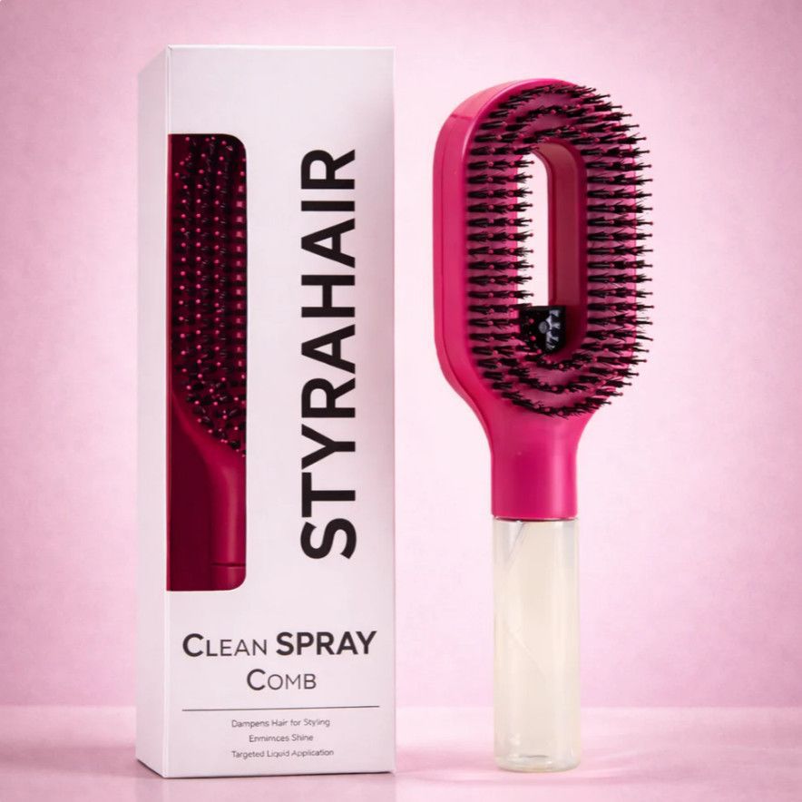 Spray Detangling Hair Brush - One-Touch Water Mist Comb for Frizz Control & Everyday Hair Styling