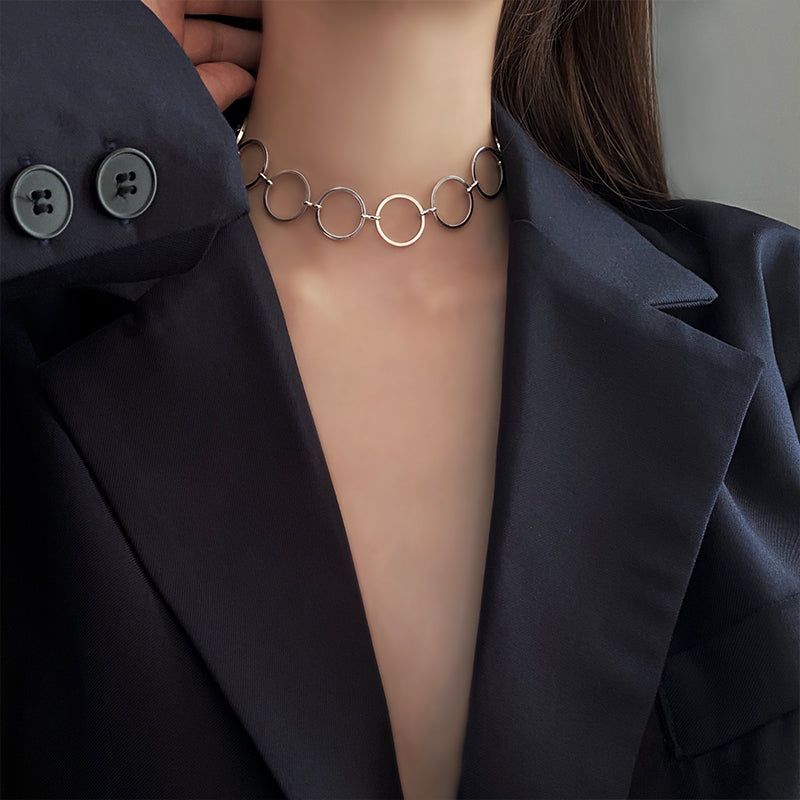 Lockable Collar Necklace–Adjustable Gold & Silver Chain Necklace, Minimalist Statement Jewellery for Women