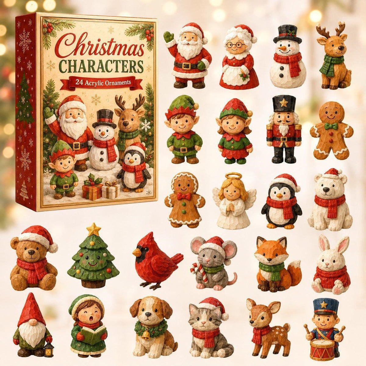Christmas Acrylic Decorations Blind Box - 3mm Festive Santa, Gnome & Snowman Collectible Ornaments