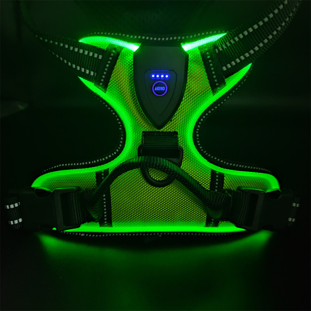USB Rechargeable LED Dog Harness & Leash Set–Reflective Safety Harness For Night Walks