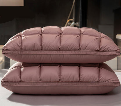 Goose Down Pillow–Luxury Hotel Bed Pillow, Soft Support Sleeping Pillow with Silk Fabric, Premium Comfort Pillow