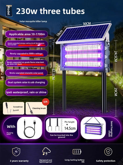 Solar Mosquito Killer Lamp - Outdoor Insect Zapper with Wall & Ground Mounting