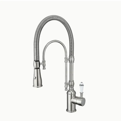 Luxury Copper Kitchen Mixer Tap - Pull-Down Spring Kitchen Faucet with Multifunction Spray Head & Hot Cold Water Control