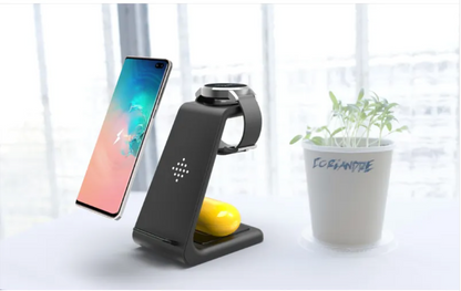 3-in-1 Wireless Charging Station–Fast Charging Dock for Phone, Smartwatch & Earbuds