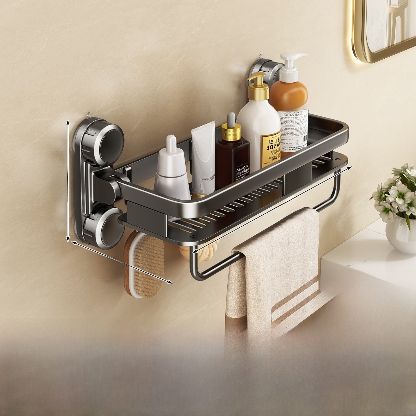 No-Drill Heavy Duty Bathroom Shower Shelf – Suction Cup Storage Rack