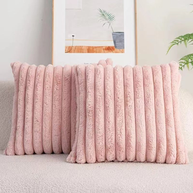 Plush Faux Fur Cushion Cover–Soft Rabbit Fur Pillowcase 45x45cm, Decorative Throw Pillow Cover for Home Décor