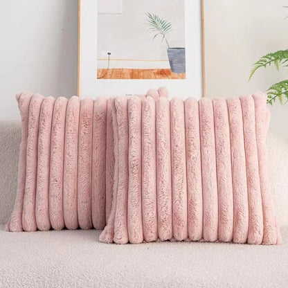 Plush Faux Fur Cushion Cover–Soft Rabbit Fur Pillowcase 45x45cm, Decorative Throw Pillow Cover for Home Décor