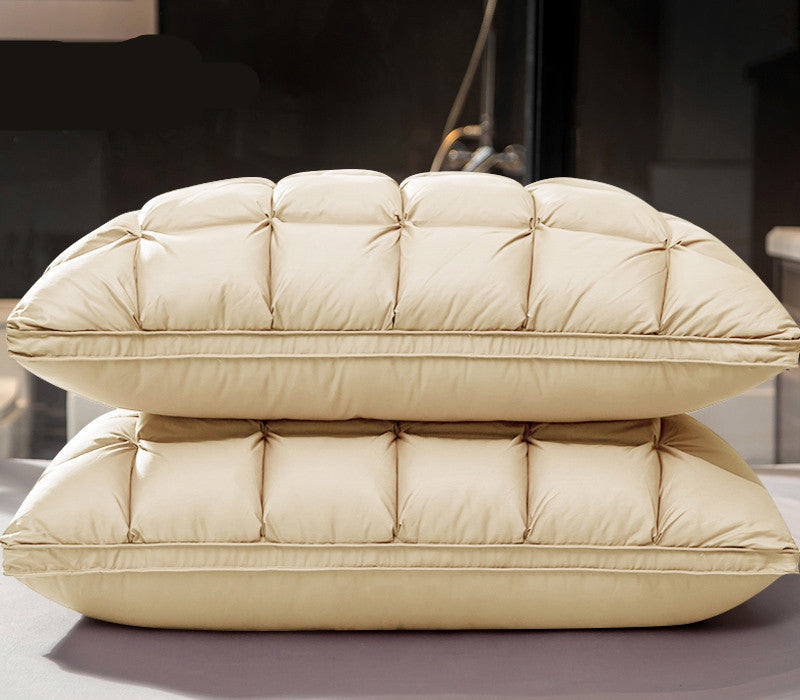 Goose Down Pillow–Luxury Hotel Bed Pillow, Soft Support Sleeping Pillow with Silk Fabric, Premium Comfort Pillow
