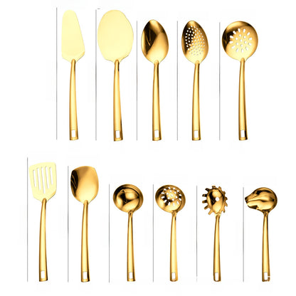Stainless Steel Kitchen Utensil Set - 6 or 11 Piece Mirror Polished Cooking Tools with Square Handles