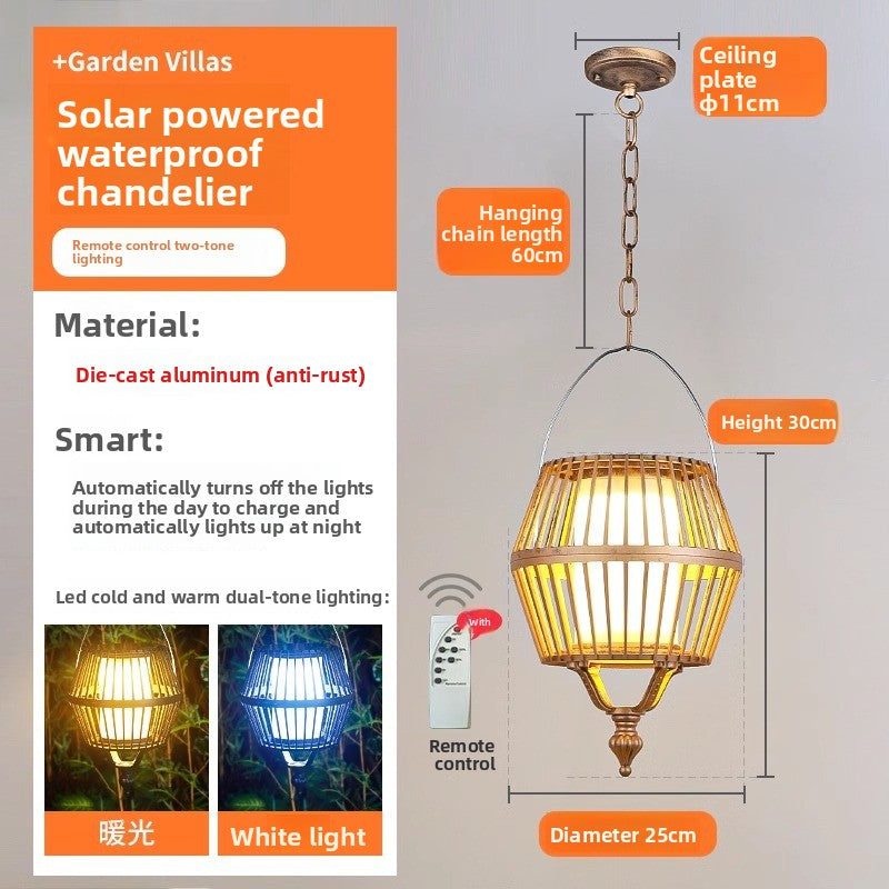 Solar Outdoor Pendant Light - IP55 Waterproof LED Garden Hanging Light