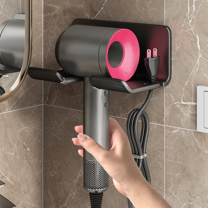 Wall Mounted Hair Dryer Holder No Drill-Multi-Function Bathroom Storage Rack-Blow Dryer & Styling Tools Organiser