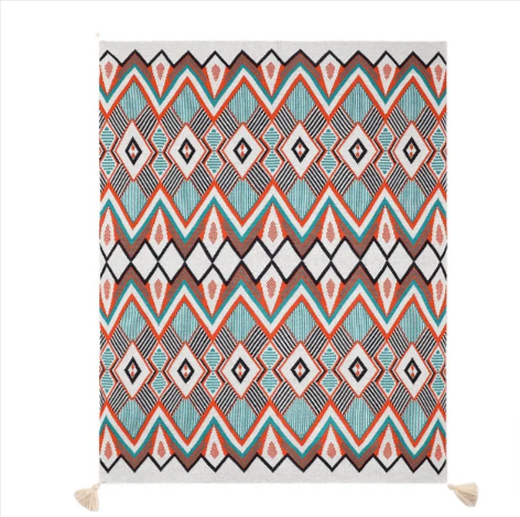 Bohemian Geometric Sofa Cover Blanket–Decorative Tassel Throw for Sofa, Bed & Home Décor