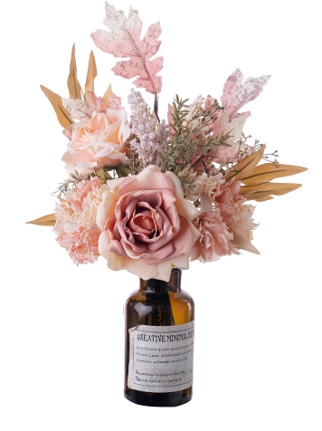 Artificial Rose & Pampas Flower Bouquet–Luxury Faux Floral Arrangement for Home Décor