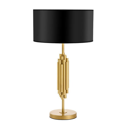 Modern Gold Table Lamp - Fabric Shade Luxury Bedside & Living Room Lamp