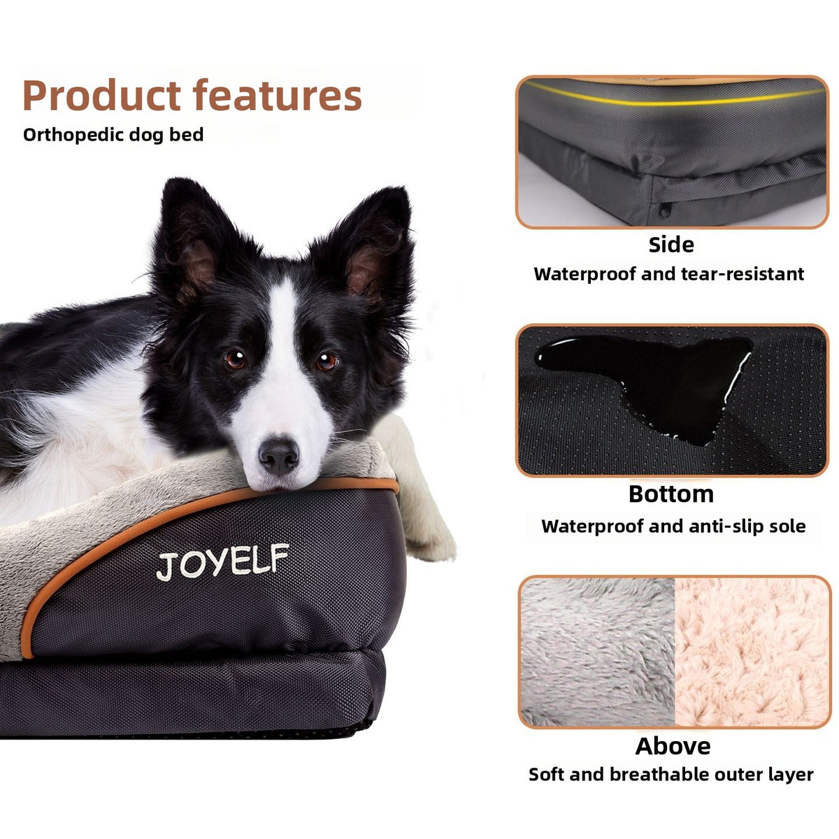 Orthopedic Memory Foam Dog Bed - Supportive Pet Bed with Removable Washable Cover