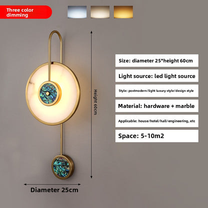 Marble LED Wall Light - 60cm Luxury Stone Bedside & Hallway Wall Lamp