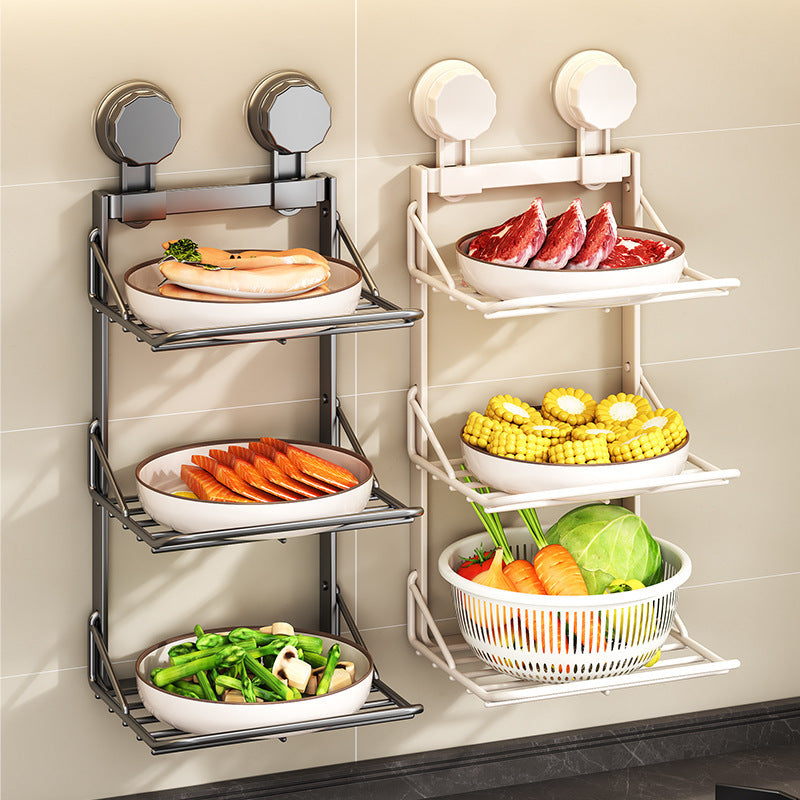 3-Tier Wall-Mounted Kitchen Storage Rack – No-Drill Organiser Shelf
