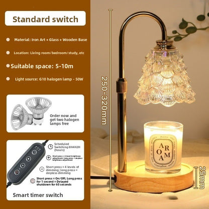 Candle Warmer Lamp - Adjustable Height Wax Melting Lamp with Timer & Glass Shade