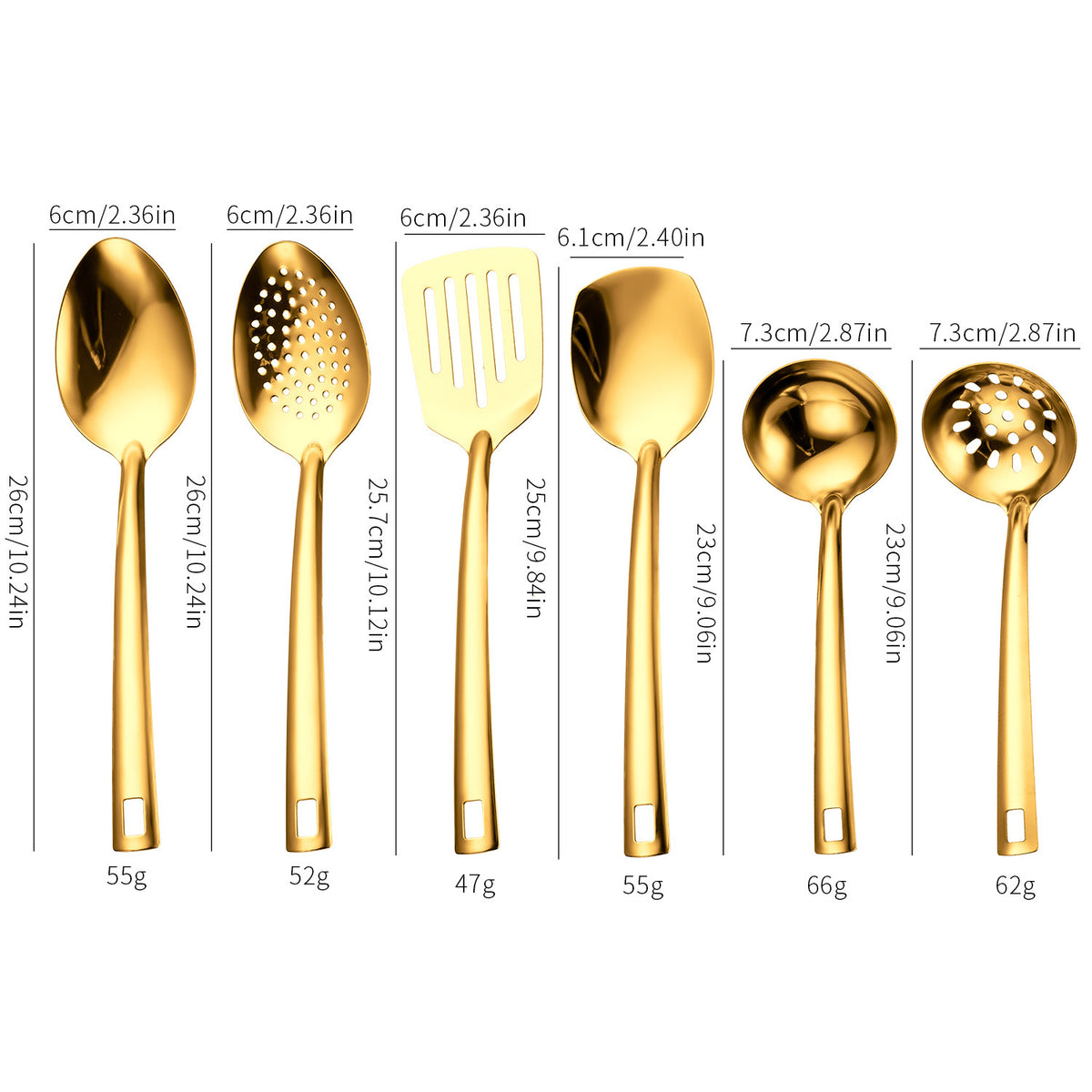 Stainless Steel Kitchen Utensil Set - 6 or 11 Piece Mirror Polished Cooking Tools with Square Handles