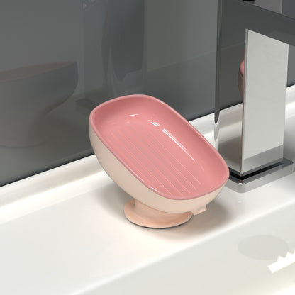 Suction Cup Soap Dish Bathroom Holder-No Drill Wall Mounted Soap Tray-Non-Slip Shower Soap Storage Rack