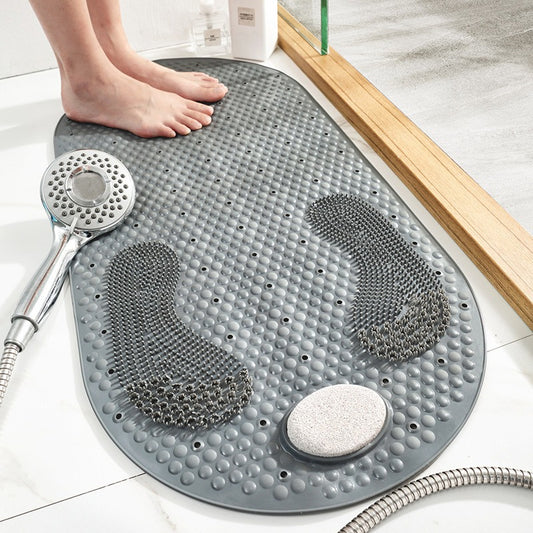 Non-Slip Rubber Bathroom Mat 80x40cm-Waterproof PVC Bath Mat-Quick Dry Anti-Skid Floor Mat for Bathroom, Balcony & Kids Room