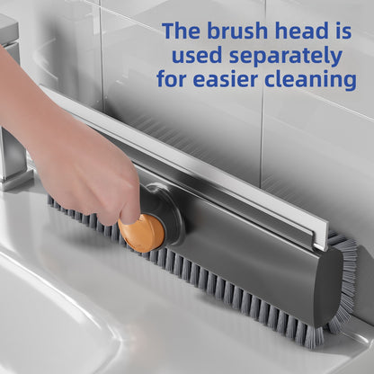 Heavy Duty Floor Scrub Brush–Bathroom Crevice Cleaning Brush With Built-In Scraper