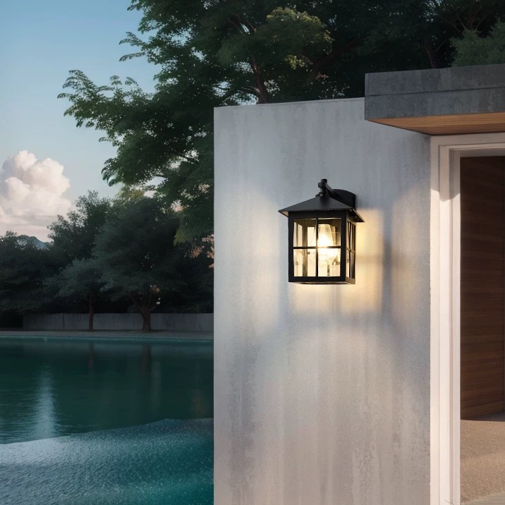 Outdoor Solar LED Wall Light - Modern Aluminium Garden, Courtyard & Entrance Lantern