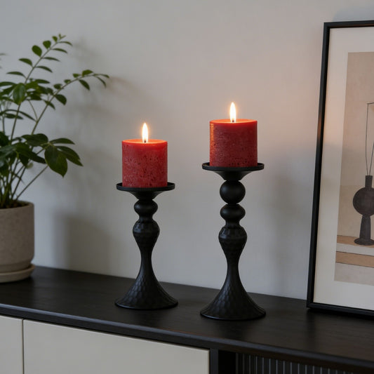 Vintage Hammered Iron Candle Holder–European Decorative Candle Stand for Home Décor & Table Centrepieces