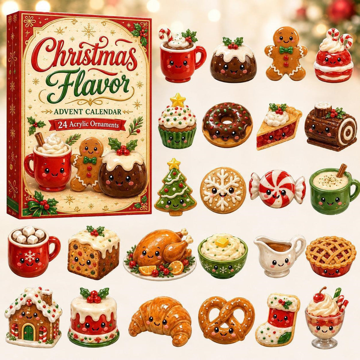Christmas Acrylic Decorations Blind Box - 3mm Festive Santa, Gnome & Snowman Collectible Ornaments