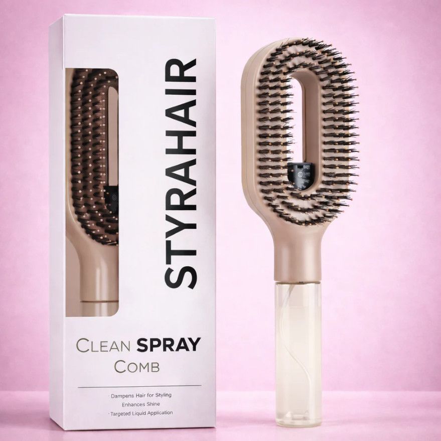 Spray Detangling Hair Brush - One-Touch Water Mist Comb for Frizz Control & Everyday Hair Styling