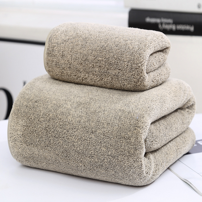 Bamboo Charcoal Fiber Towel Set-Ultra Soft Coral Fleece Bath Towels-Super Absorbent Quick Dry Bathroom Towels