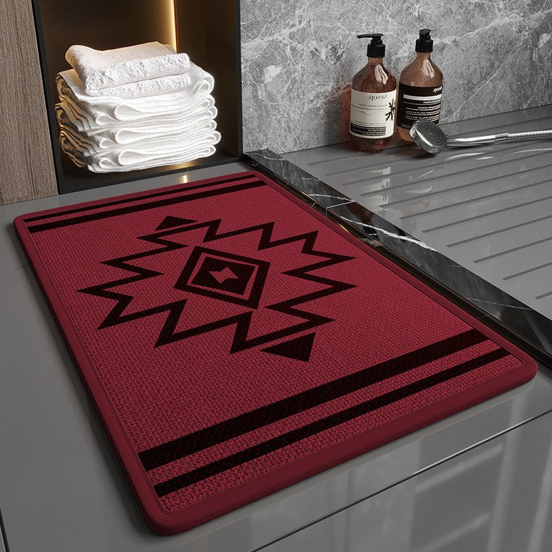 Super Absorbent Non-Slip Bath Mat - Quick Dry Linen Bathroom Floor Rug