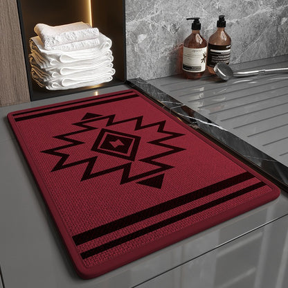 Super Absorbent Non-Slip Bath Mat - Quick Dry Linen Bathroom Floor Rug