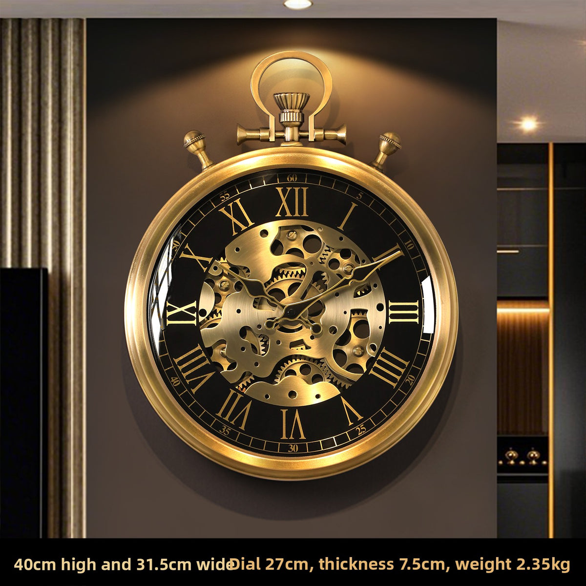 Industrial Gear Wall Clock - Silent Quartz Steampunk Metal & Glass Decorative Clock